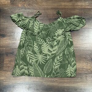 Old Navy Green Flutter Sleeve Blouse with Ruffled Details